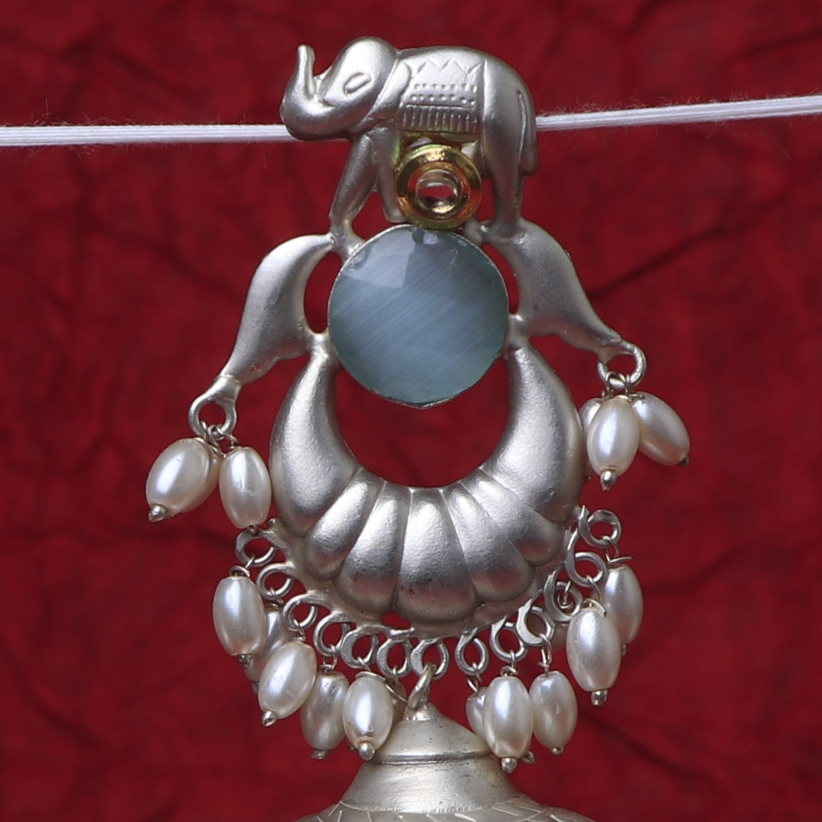 ETHNIC ELEPHANT 925 SILVER LOOK ALIKE POLISH HANDMADE JHUMKA ER280