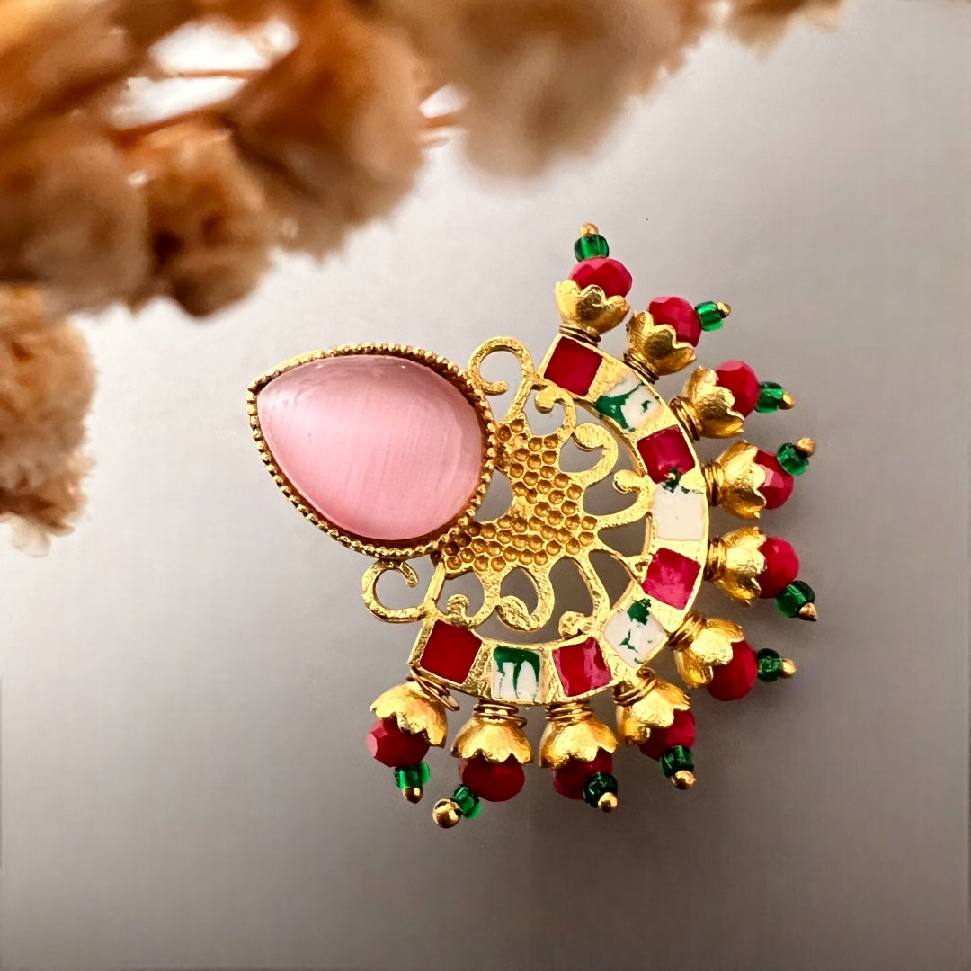 BLOSSOMBEAN SEMI HANDMADE MONOLISA GOLD-TONED EARRING-ER153