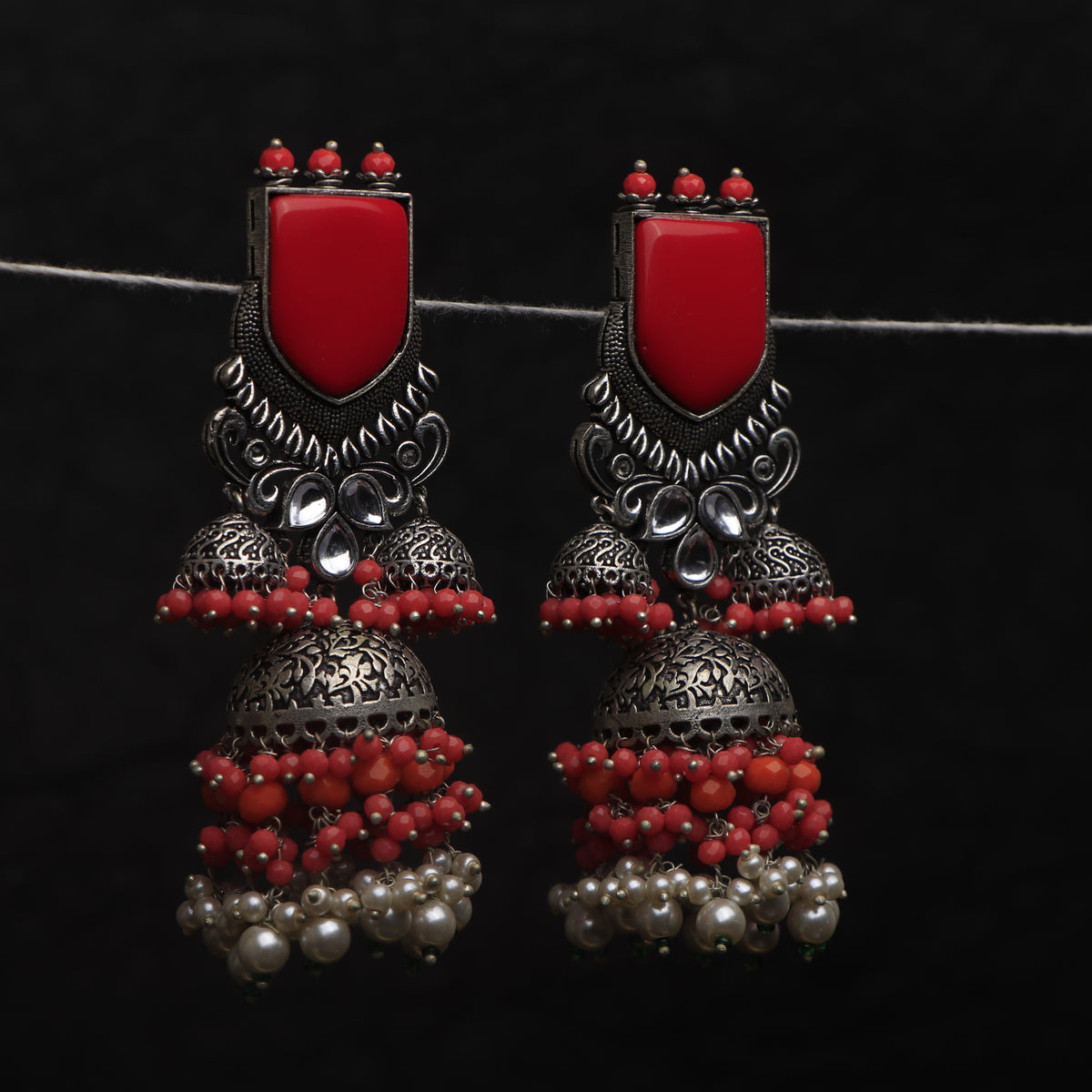 VICTORY CHIC SEMI HANDMADE JHUMKAS OXIDIZED  ER135