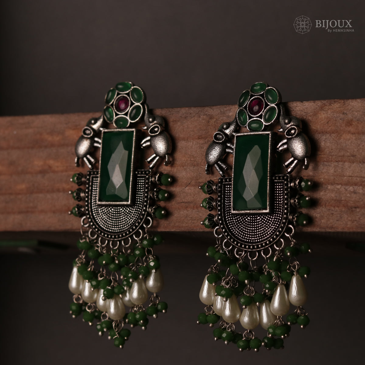 ELEPHANT VERDE OXIDIZED MONOLISA STONE SEMI HANDMADE ER117