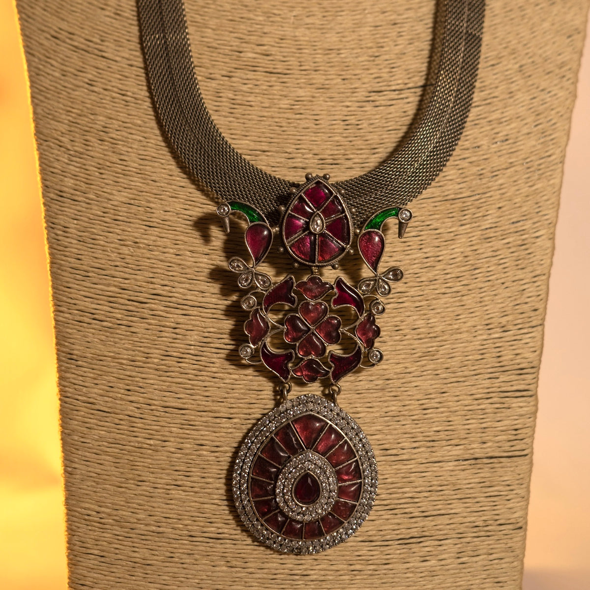 IRIS HANDMADE RAW AND RUSTIC SILVER LOOK ALIKE ANTIQUE MALA WITH EARRINGS ML180