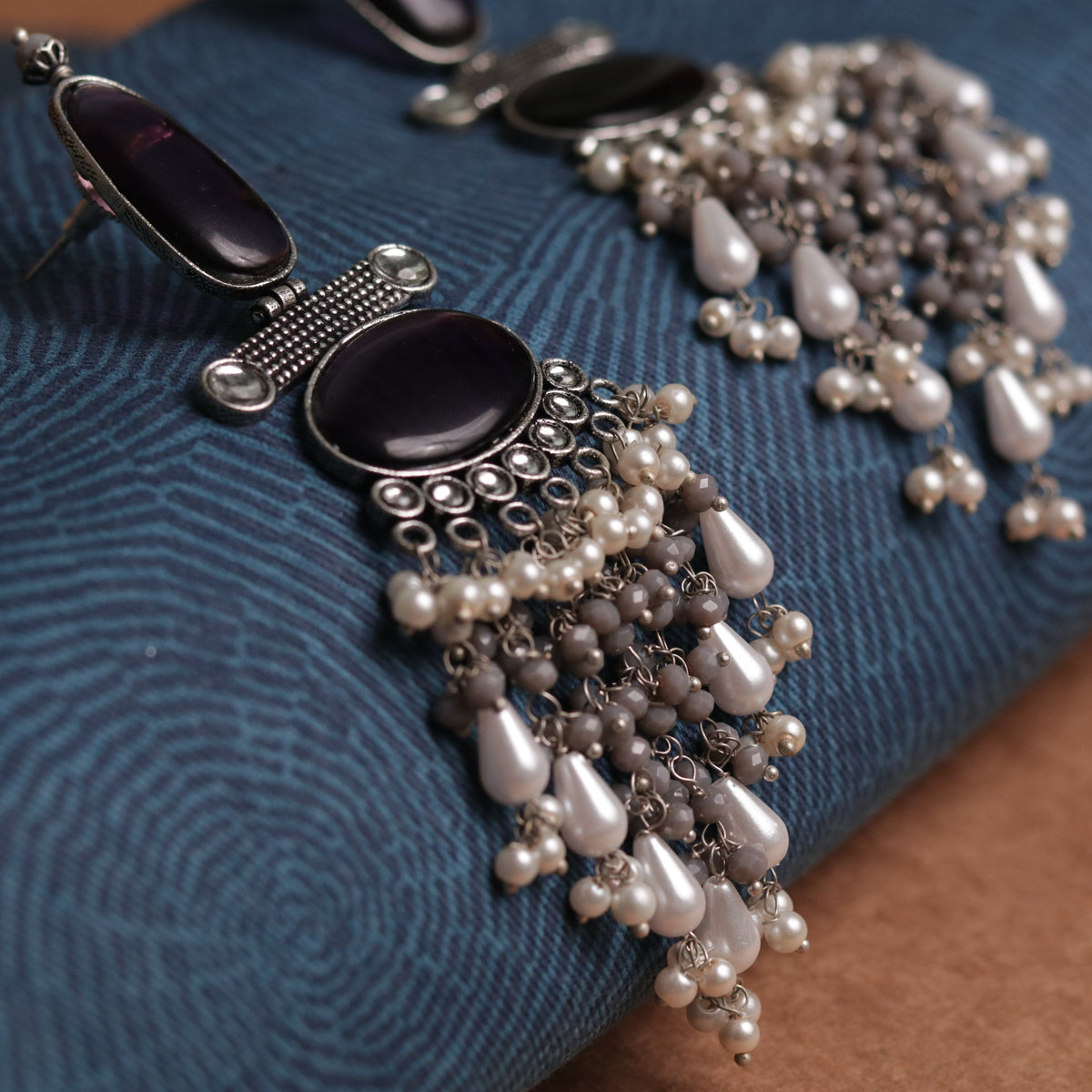 OVAL MYSTIC MONALISA STONE  SEMI-HANDMADE  EARRINGS  ER47