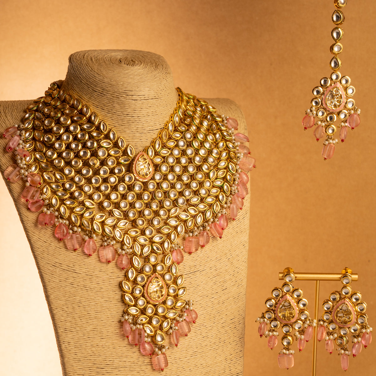 VIRAHI KUNDAN BRIDAL BEADED HANDMADE ANTIQUE NECKPIECE NECKLACE NL65