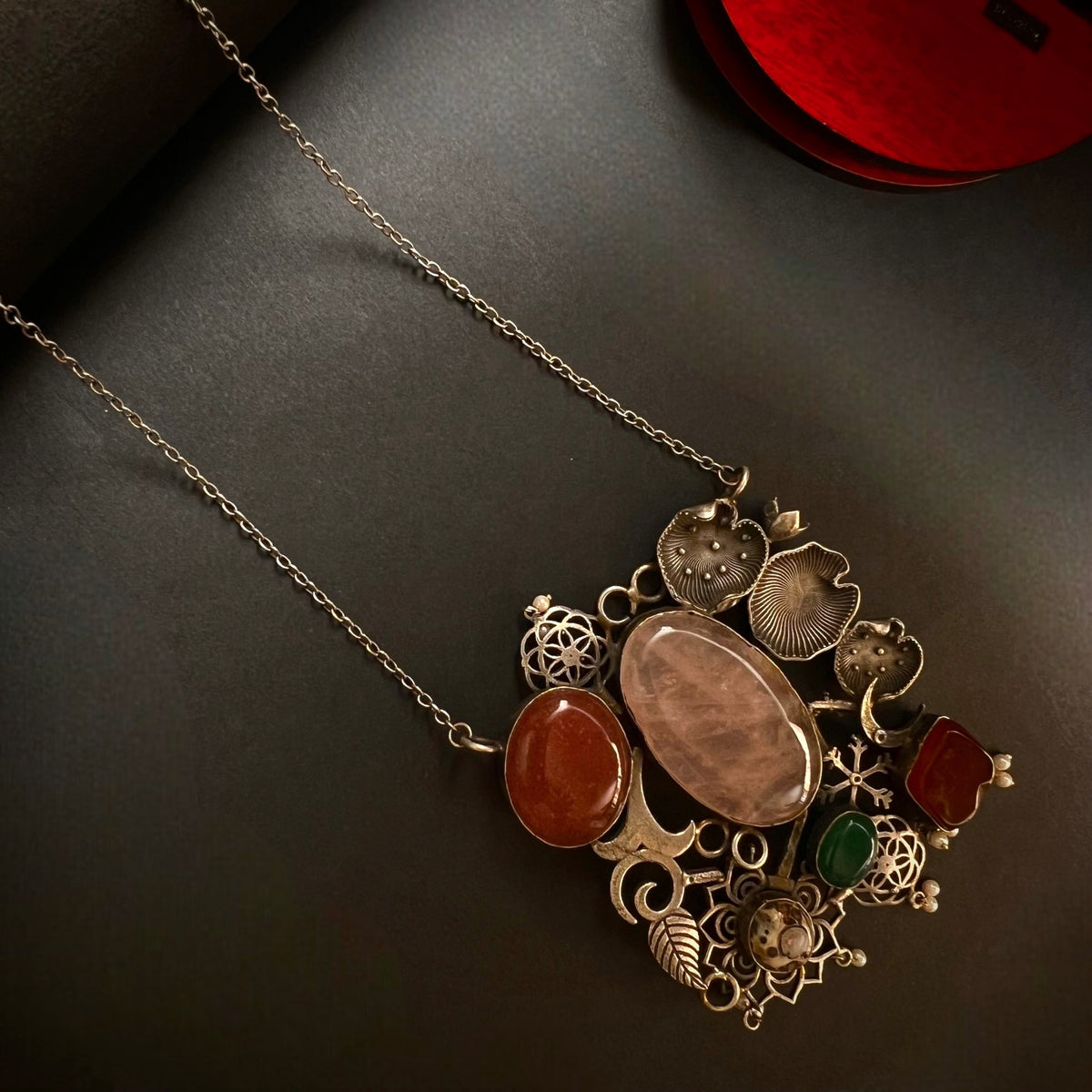 DHIRVANI HAND MADE AND HAND HAMMERED SILVER LOOK ALIKE RUSTIC ANTIQUE MALA ML74