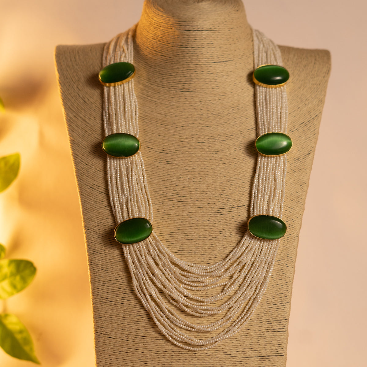 THISHI PEARL MONALISASTONE HANDMADE MALA WITH EARRING ML78