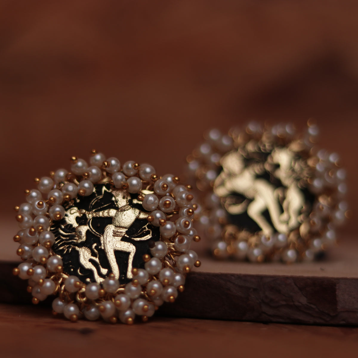 CHIC MEENAKARI AFRO STUDS WITH PEARL WORK ER46