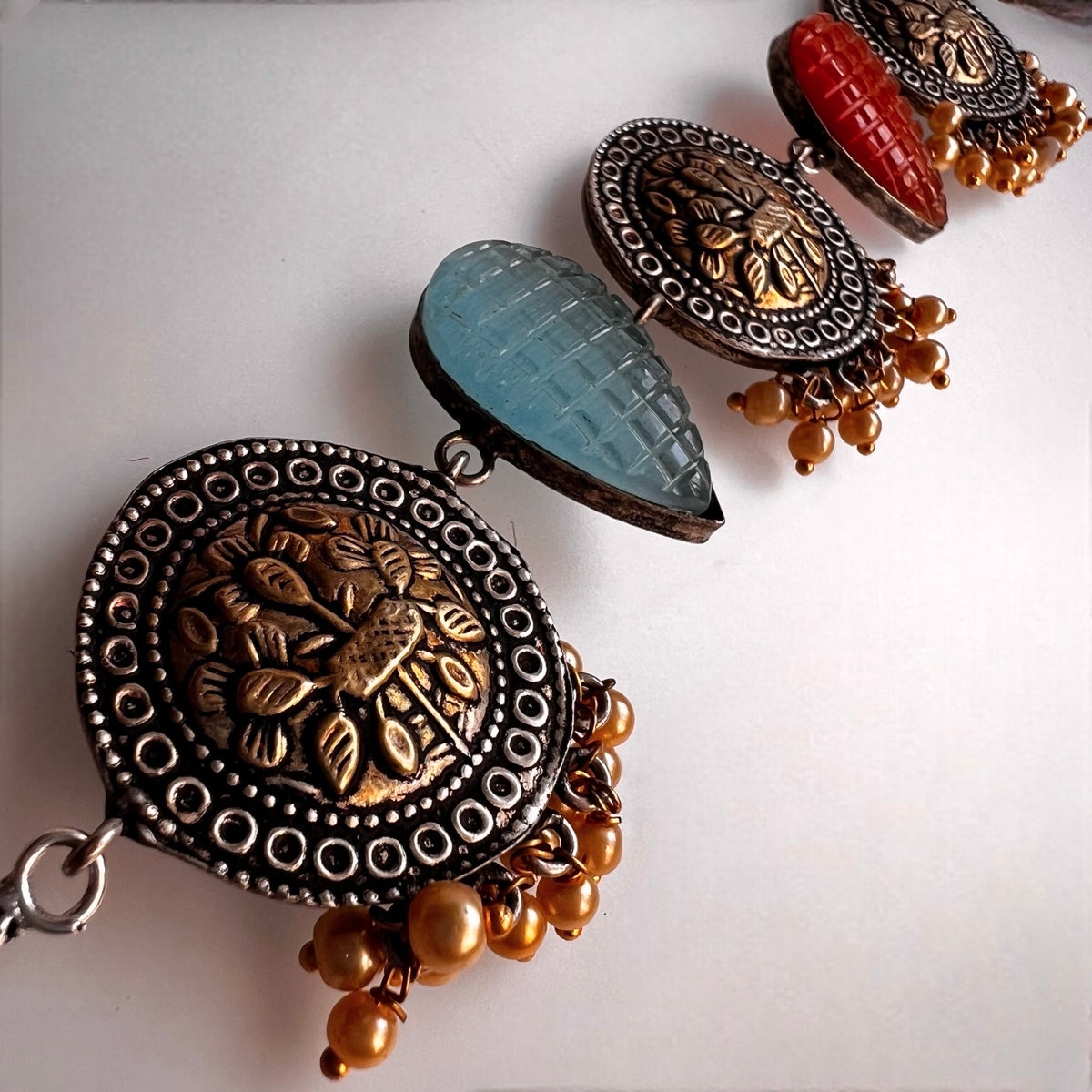 RITHANA BIJOUX PREMIUM AND EXCLUSIVE HAND HAMMERED HANDMADE CHOKER WITH EARRINGS CH101