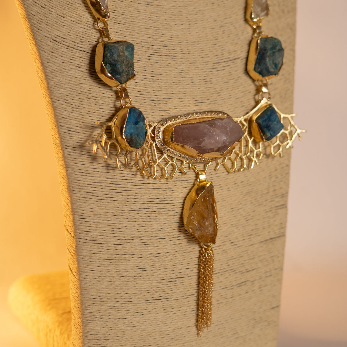 MITHINA BIJOUX EXCLUSIVE HANDMADE RAW STONE STATEMENT MALA ML172