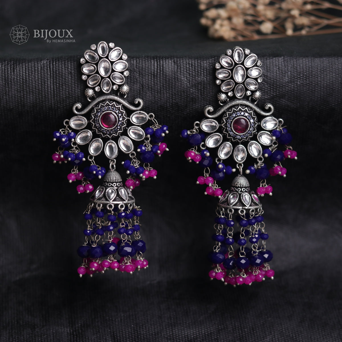 REGAL RUST OXIDIZED SEMI HANDMADE JHUMKAS ER60