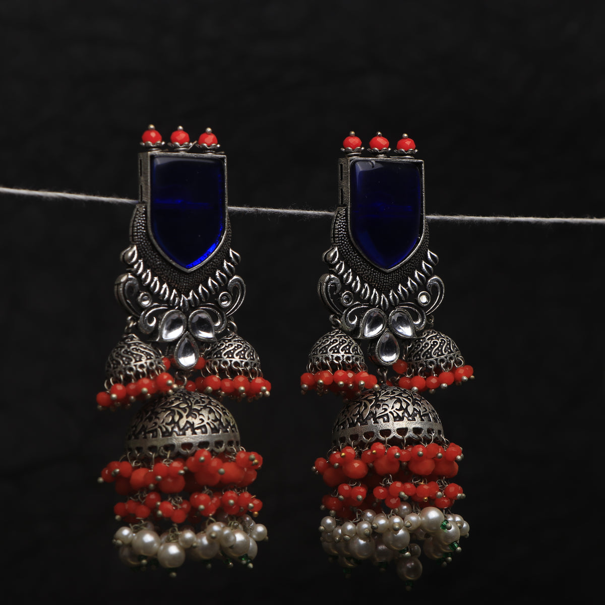 VICTORY CHIC SEMI HANDMADE JHUMKAS OXIDIZED  ER135