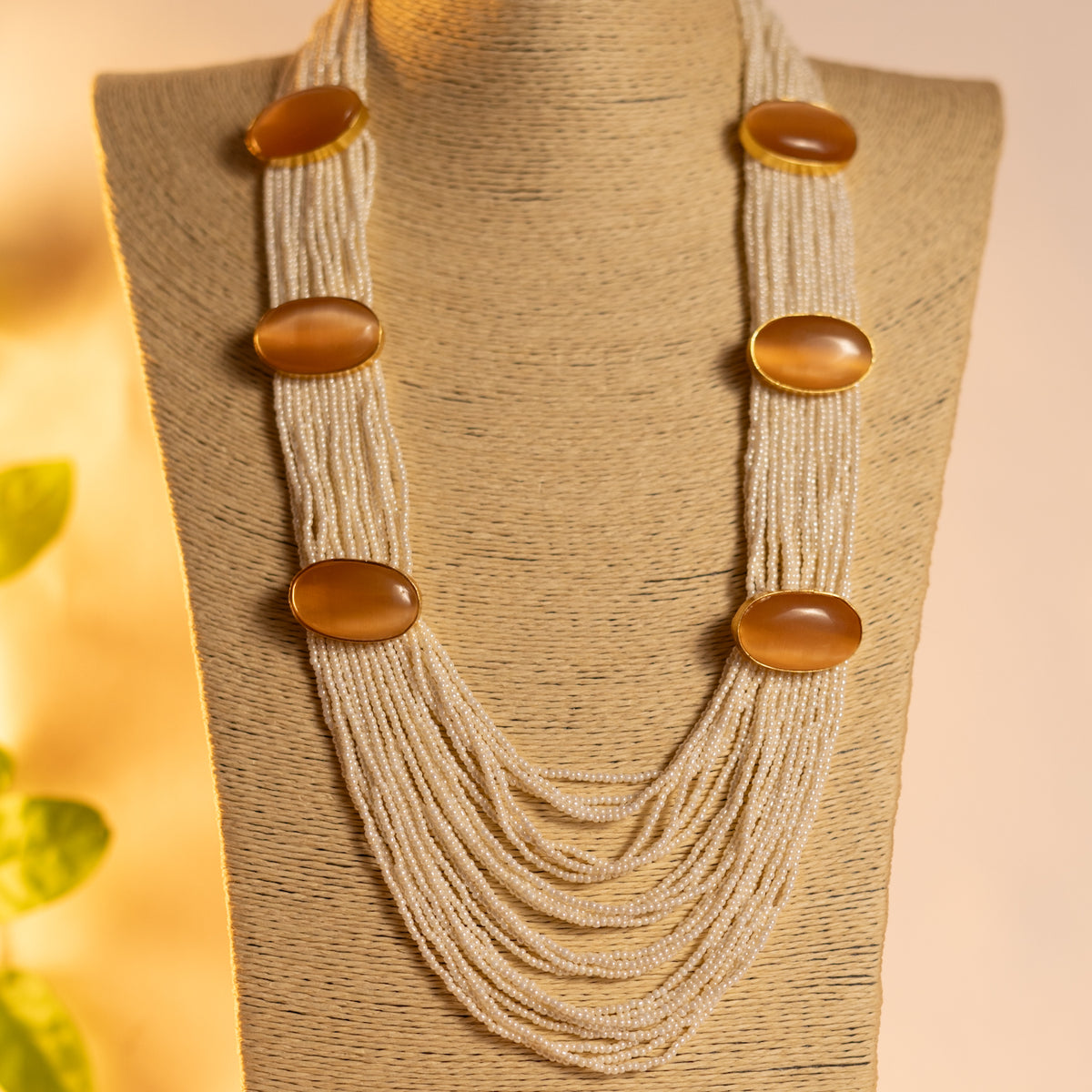 THISHI PEARL MONALISASTONE HANDMADE MALA WITH EARRING ML78