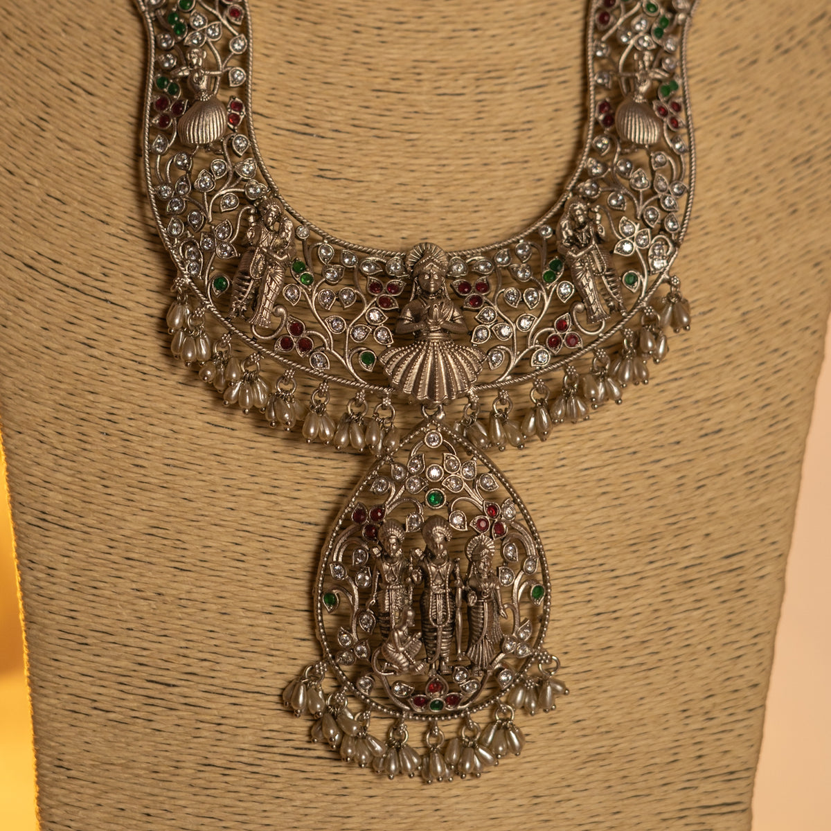 SITA RAMA LAKS BIJOUX EXCLUSIVE SILVER FINISH OXIDIZED MALA ML67