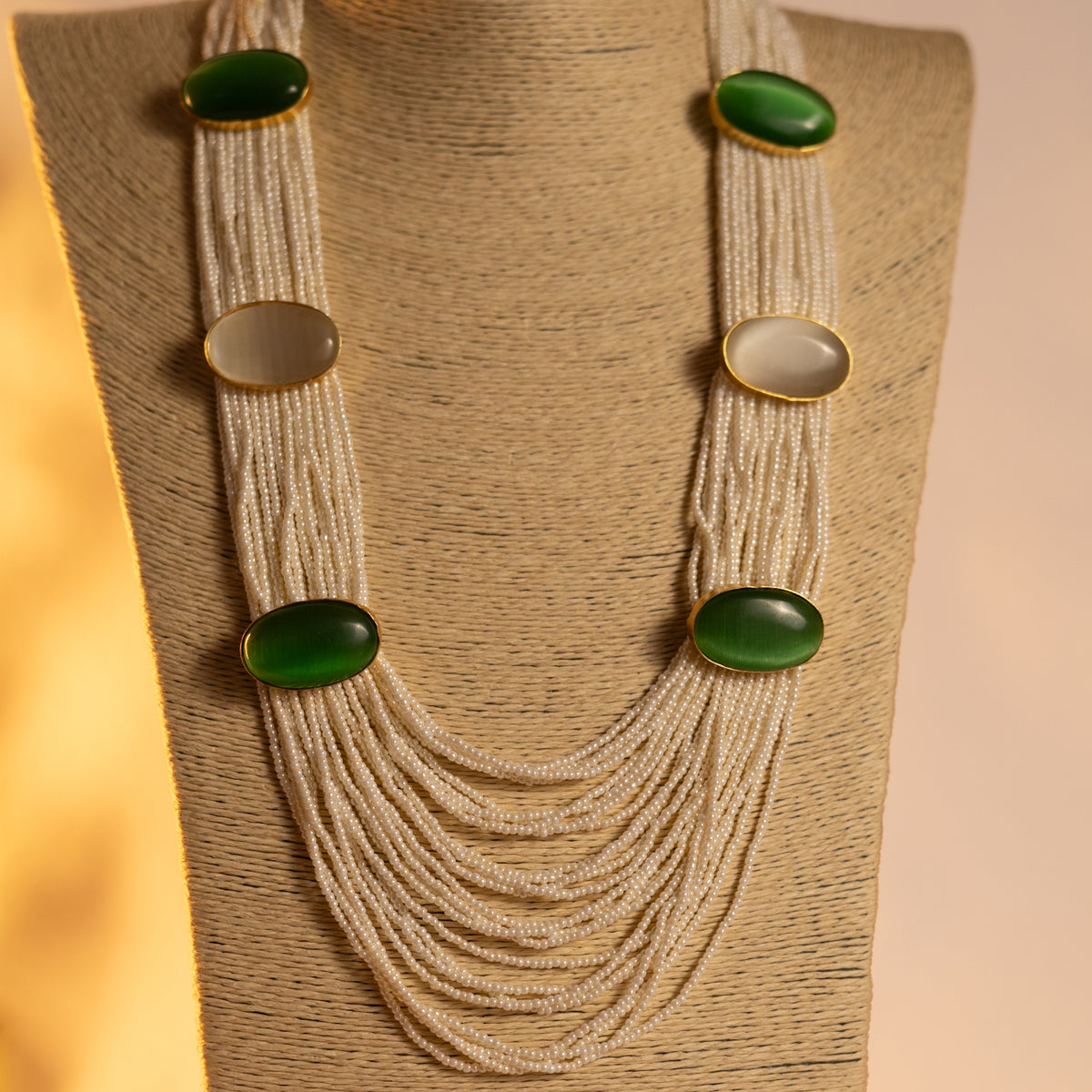 THISHI PEARL MONALISASTONE HANDMADE MALA WITH EARRING ML78