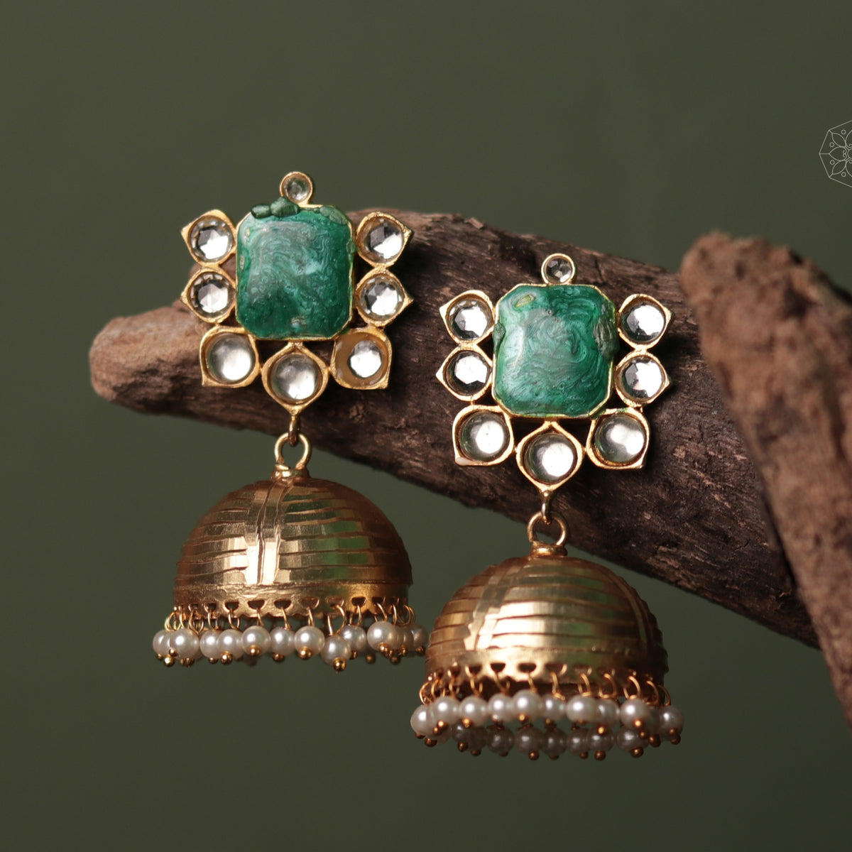 ALINE ENIGMA BLOSSOM HANDMADE PREMIUM GOLD TONED AND ENAMELLED JHUMKA ER61