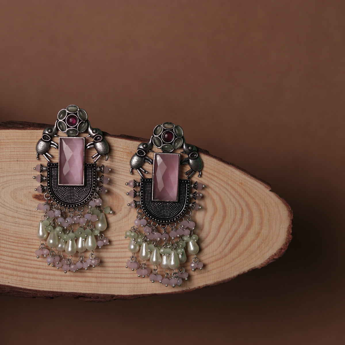 ELEPHANT VERDE OXIDIZED MONOLISA STONE SEMI HANDMADE ER117