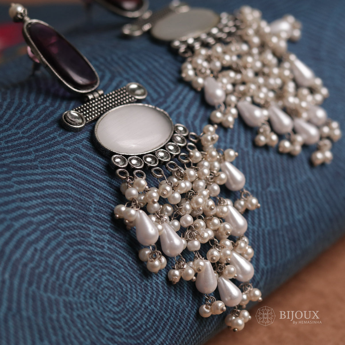 OVAL MYSTIC MONALISA STONE  SEMI-HANDMADE  EARRINGS  ER47