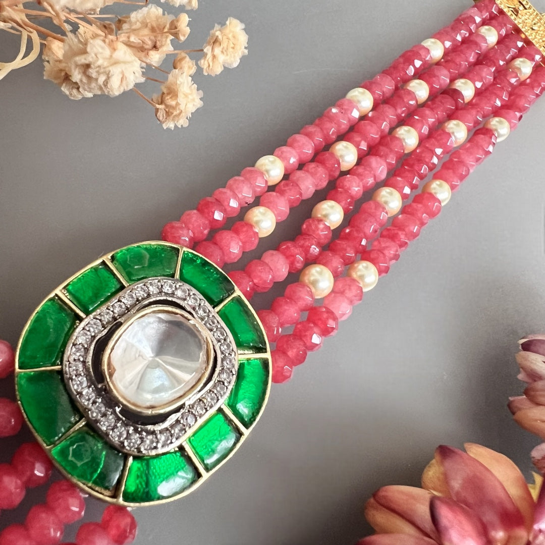 MARIA ONEX BEADS LAC AND POLKI BIJOUX PREMIUM AND EXCLUSIVE HANDMADE CHOKER CH400