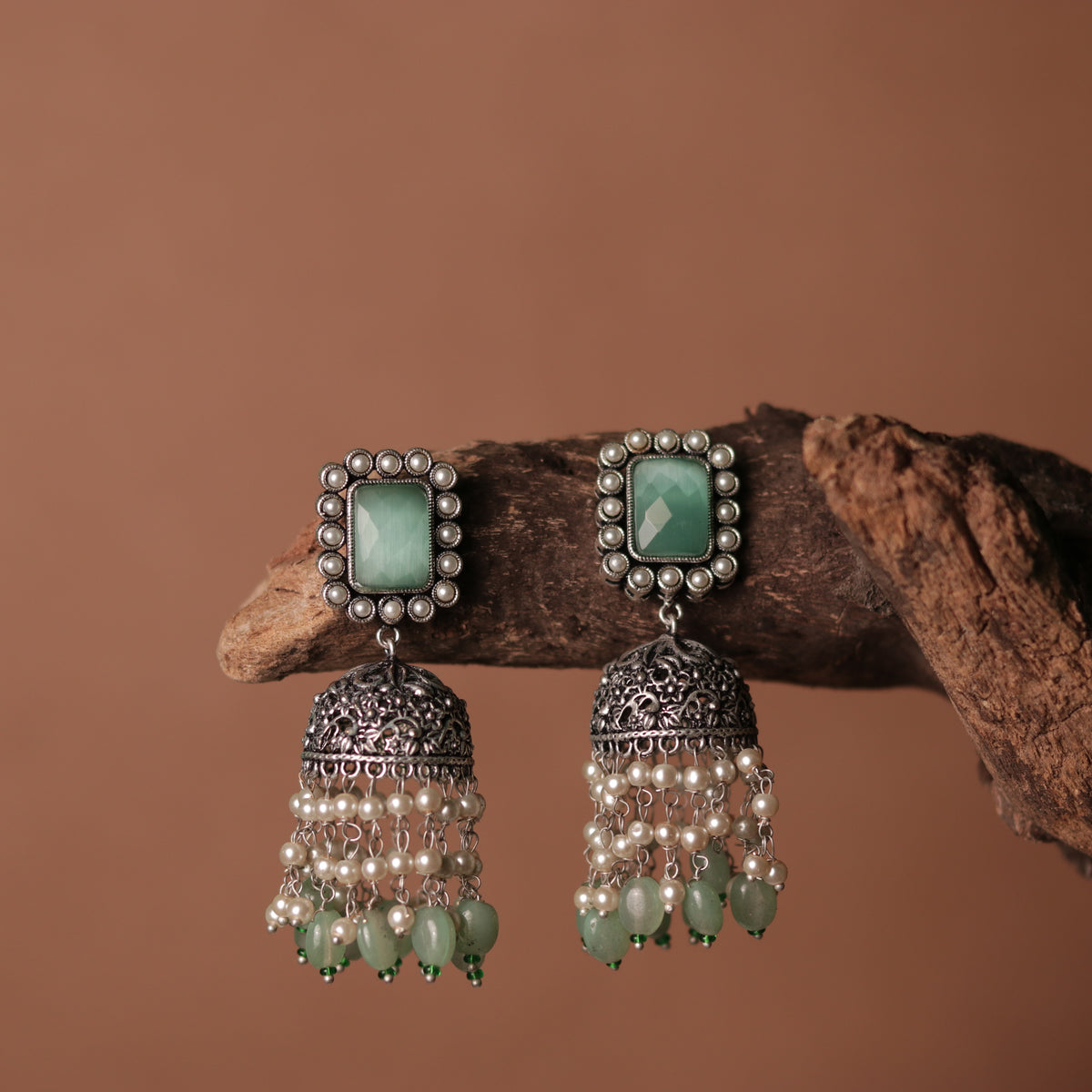 CHARISMA SEMI HANDMADE OXIDIZED JHUMKA-ER114