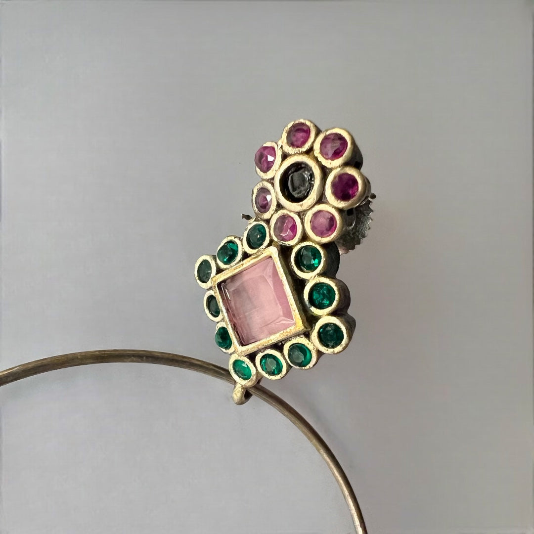 RADIANT ROUNDS SILVER LOOK ALIKE HANDMADE LOOP EARRING ER210