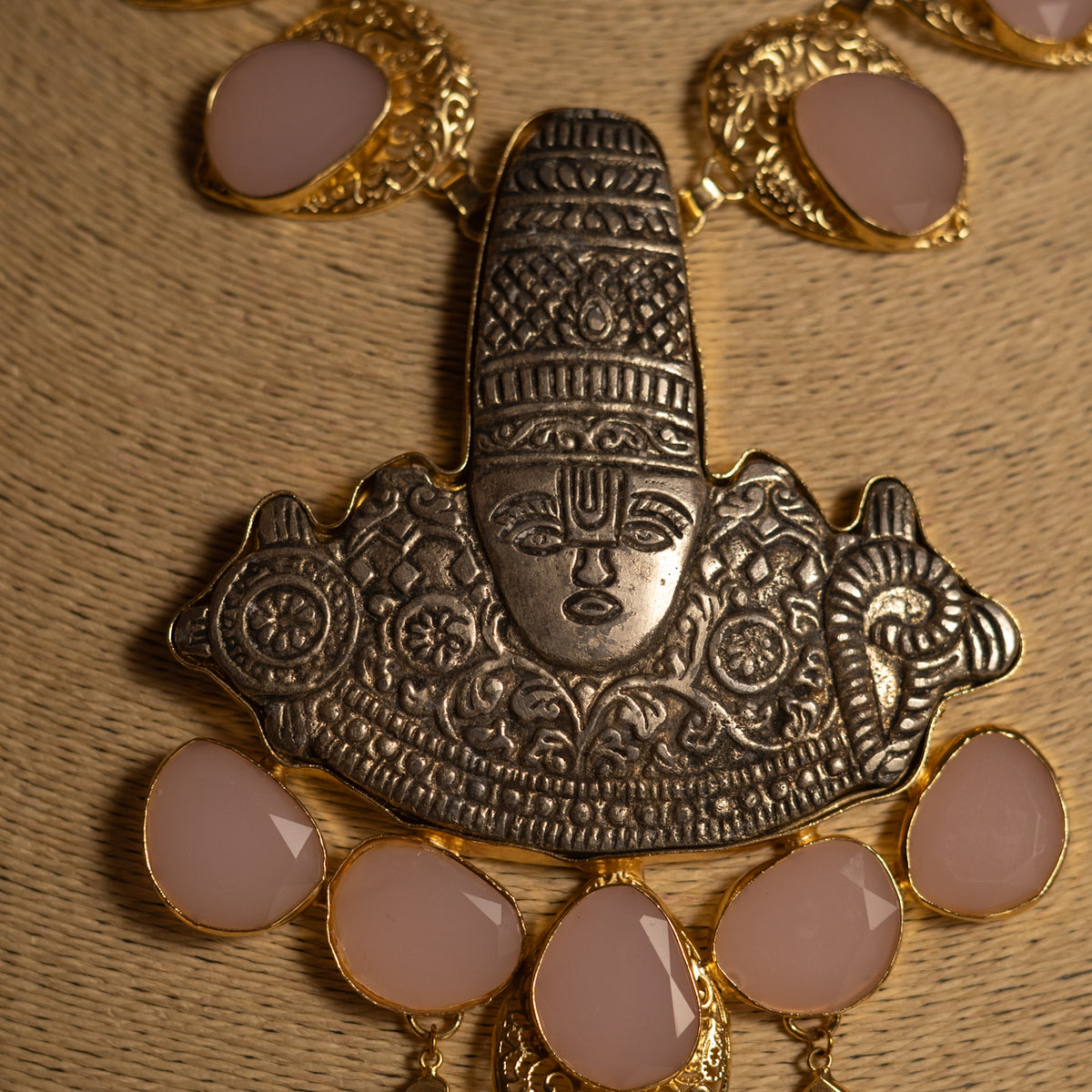 BALAJI BIJOUX EXCLUSIVE HANDMADE STATEMENT AGATE AND POLISHED STONE MALA ML49