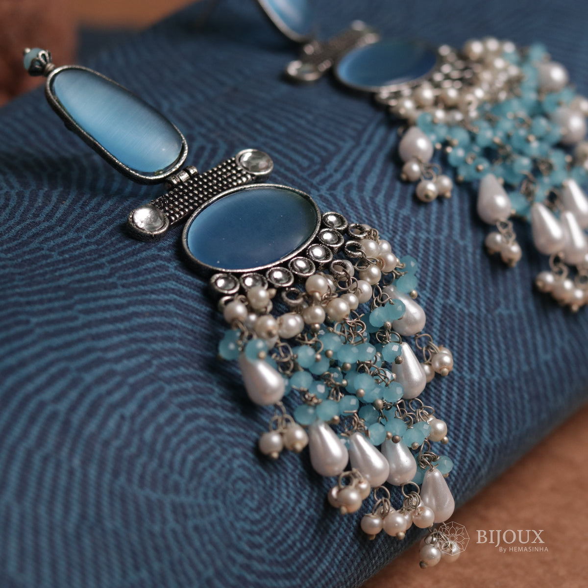 OVAL MYSTIC MONALISA STONE  SEMI-HANDMADE  EARRINGS  ER47