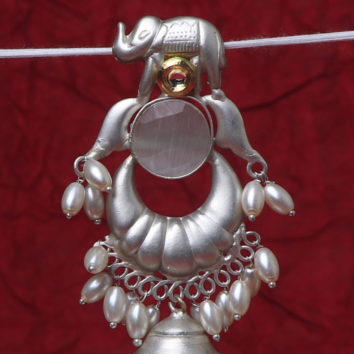 ETHNIC ELEPHANT 925 SILVER LOOK ALIKE POLISH HANDMADE JHUMKA ER280