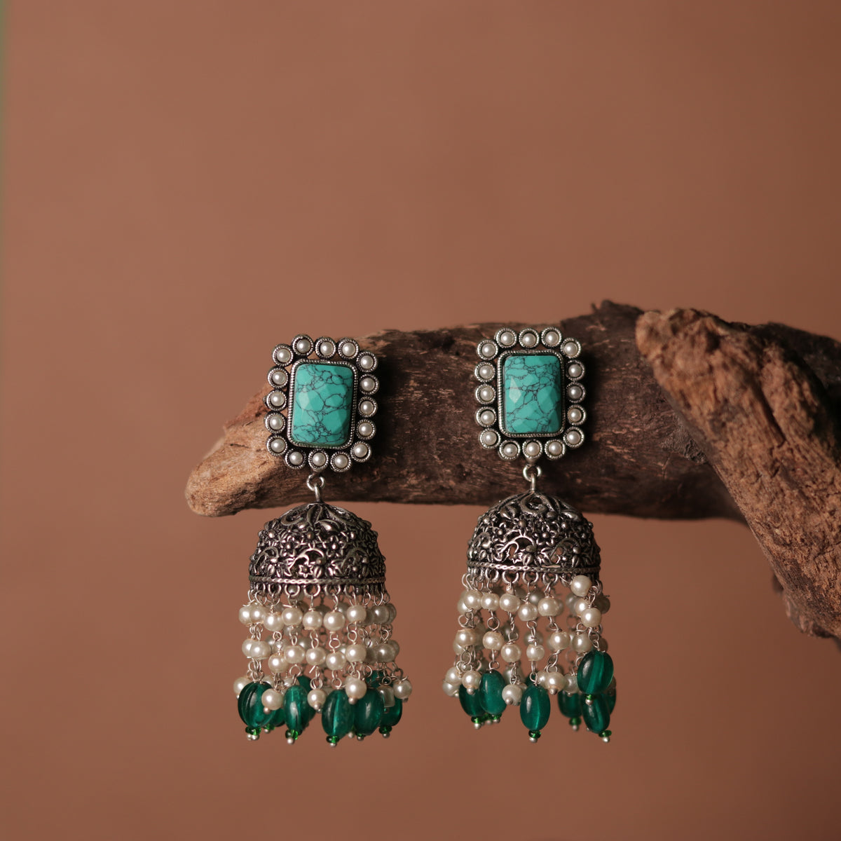 CHARISMA SEMI HANDMADE OXIDIZED JHUMKA-ER114