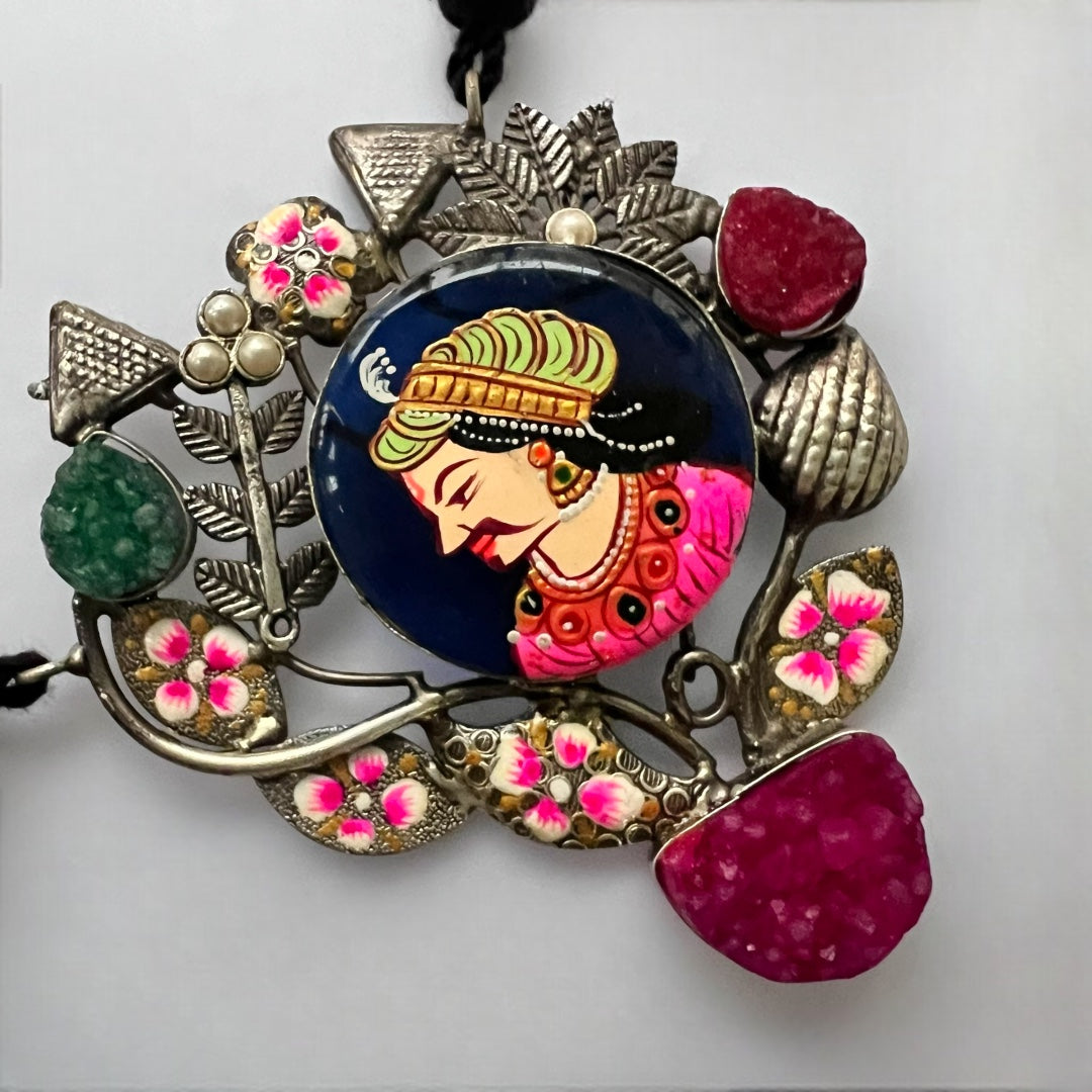 AKBAR  BIJOUX EXCLUSIVE RUSTIC  HANDMADE AND HAND PAINTED RAW STONE CHOKER/NECKPIECE CH87