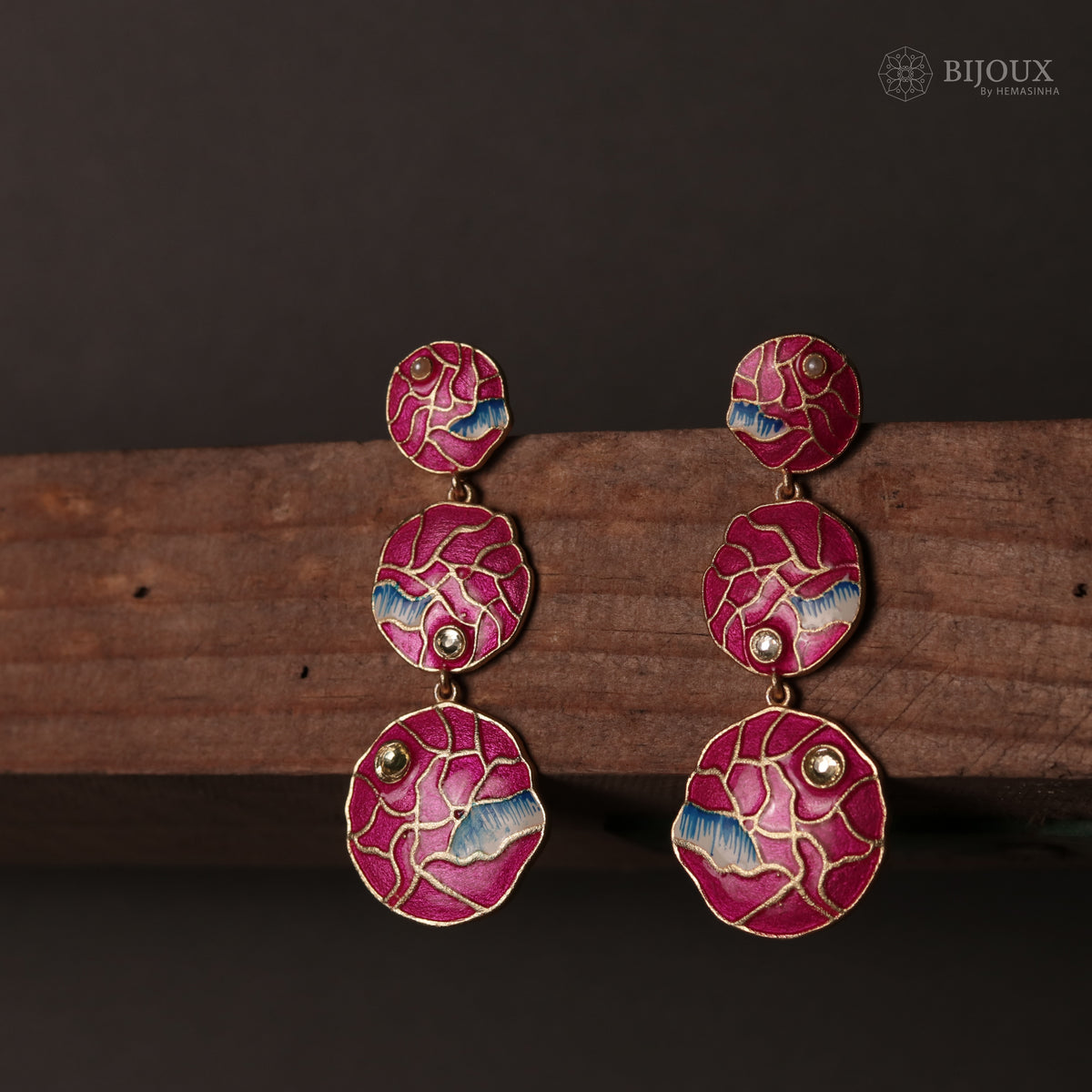 VIBRANT LAYERED MEENAKARI HANDMADE AND HAND HAMMERED EARRINGS ER75