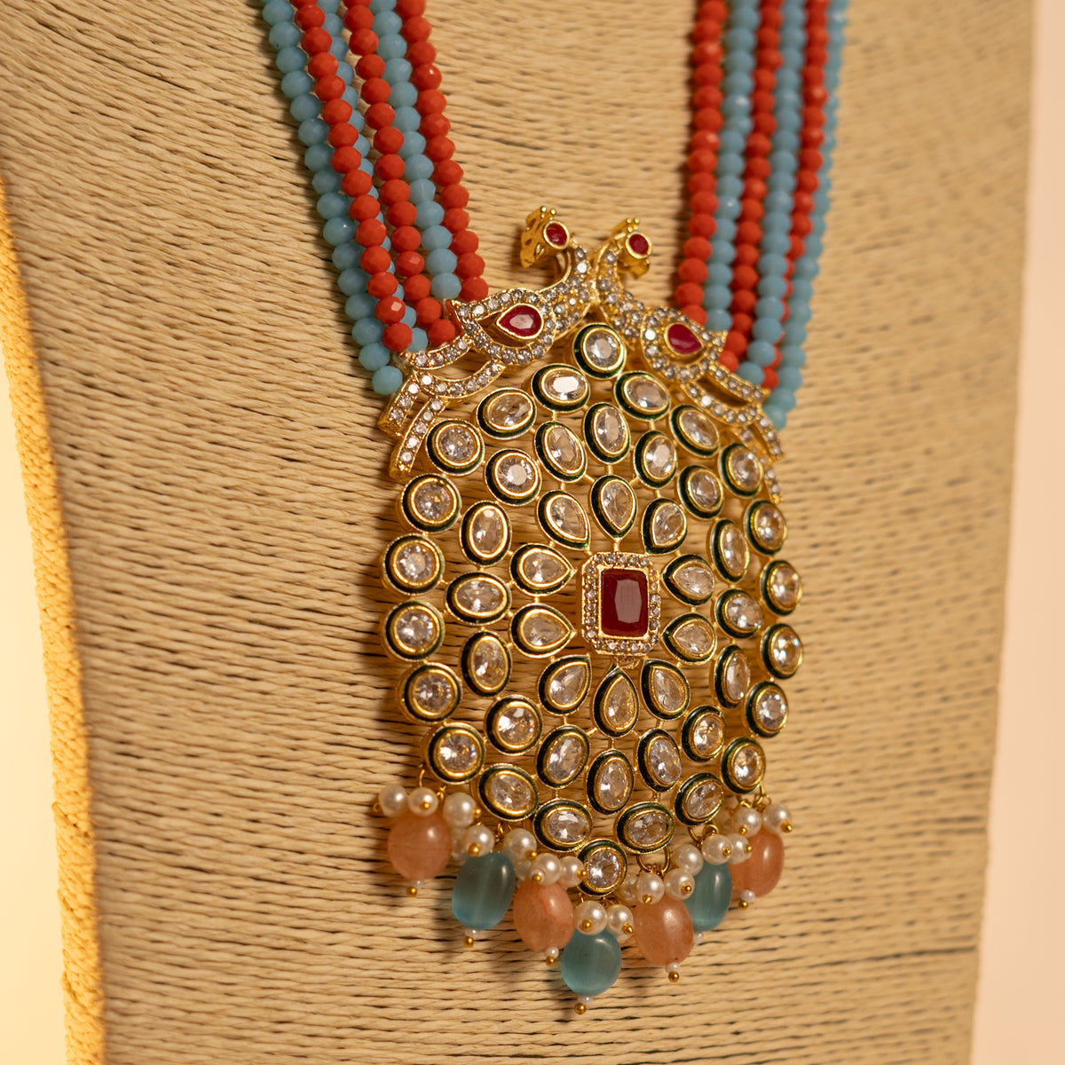 MAYILANJI CRYSTAL HANDMADE  MALA WITH EARRING ML09