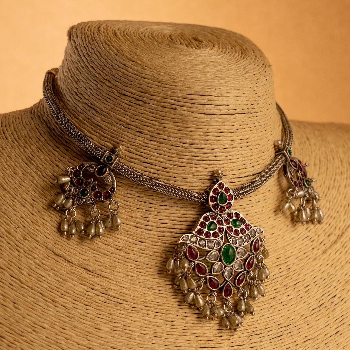 SHIVANI ATTIYAL OXIDIZED ANTIQUE FINISH NECKLACE WITH EARRINGS NL195