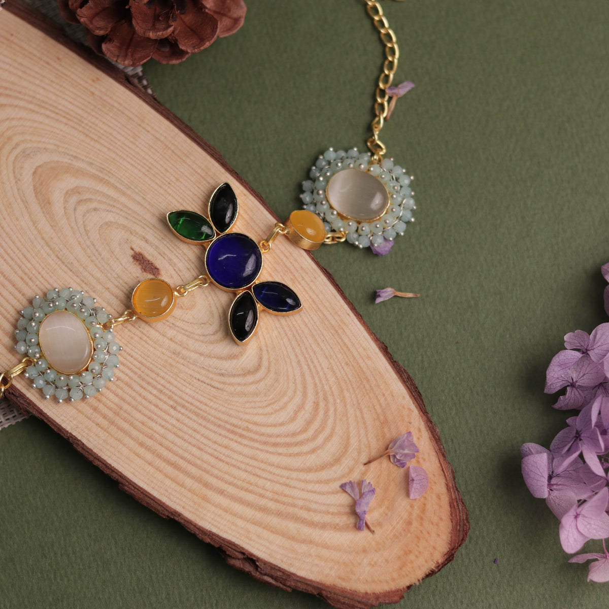 NIRASHA BIJOUX HANDMADE MONALISA MINIMALIST CHOKER WITH EARRINGS CH45