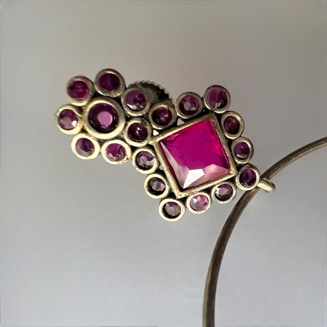 RADIANT ROUNDS SILVER LOOK ALIKE HANDMADE LOOP EARRING ER210