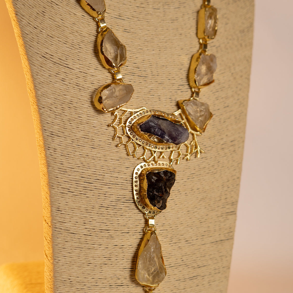 YARIKA BIJOUX EXCLUSIVE HANDMADE RAW STONE STATEMENT MALA ML174