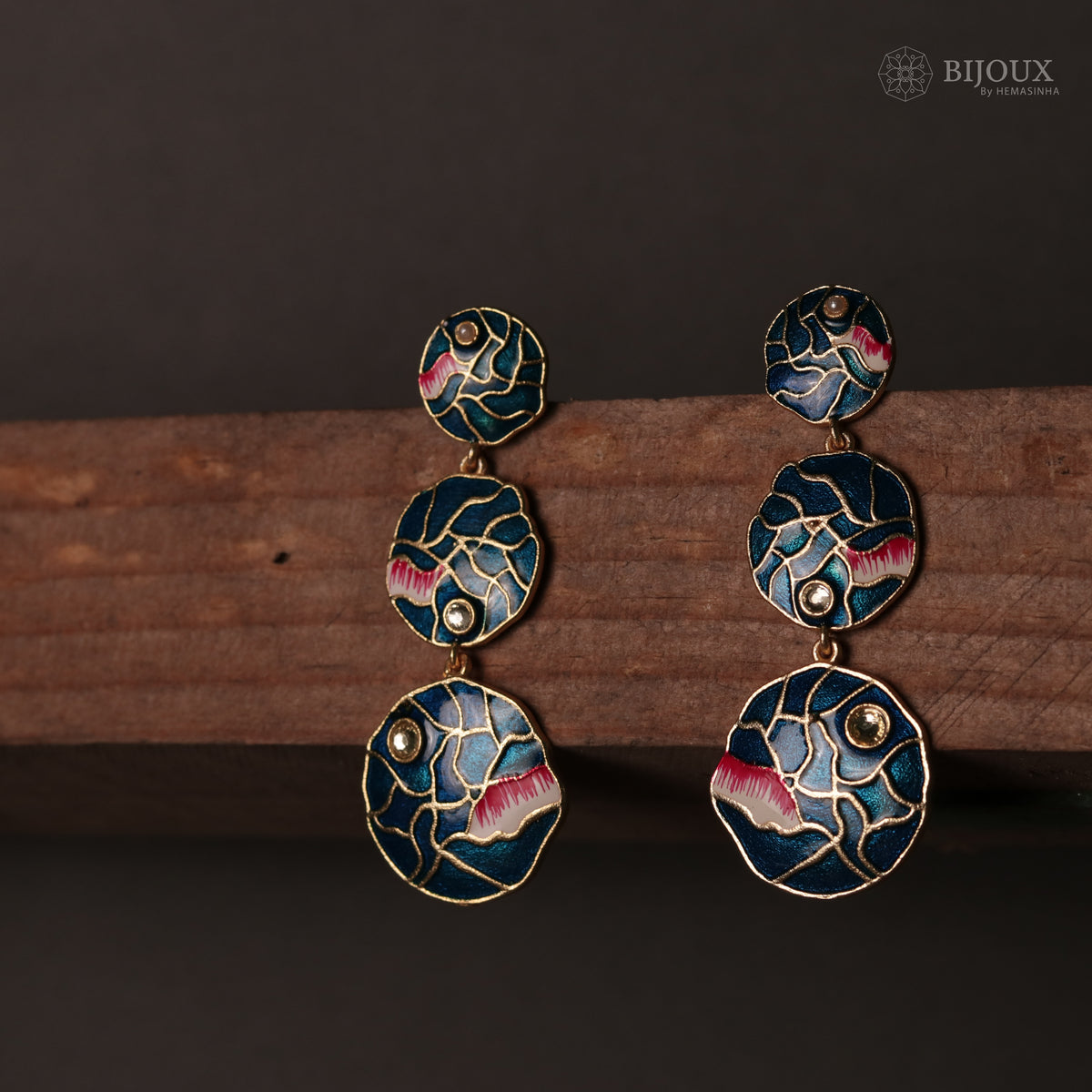 VIBRANT LAYERED MEENAKARI HANDMADE AND HAND HAMMERED EARRINGS ER75