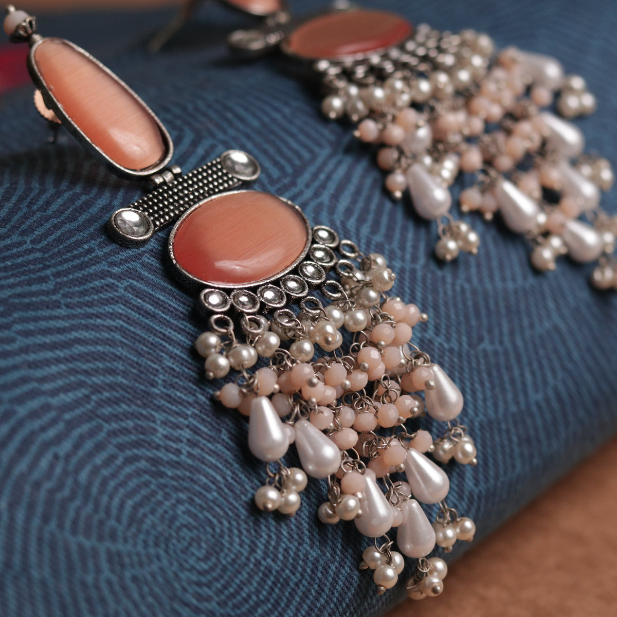 OVAL MYSTIC MONALISA STONE  SEMI-HANDMADE  EARRINGS  ER47