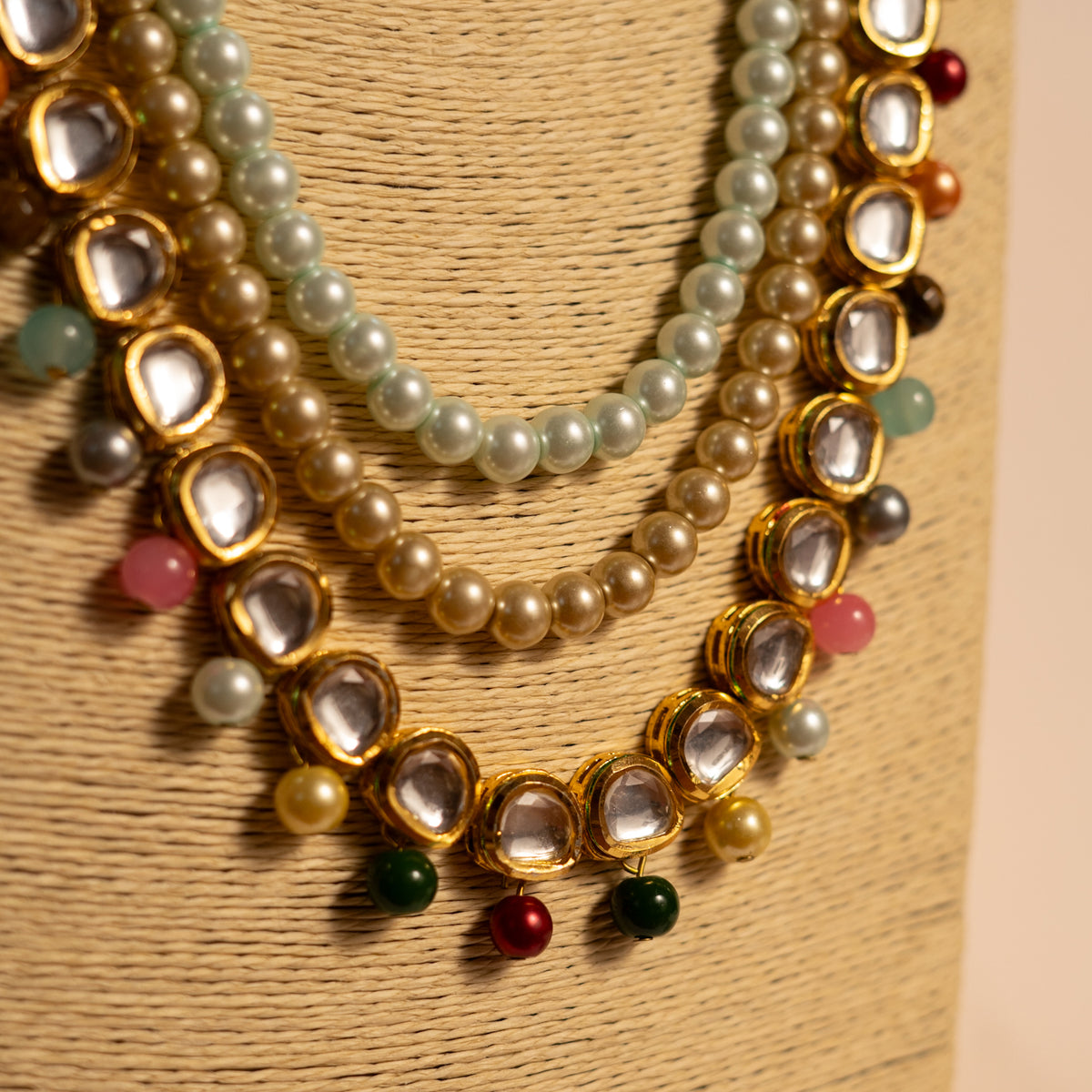 ANSHITA RAW AND RUSTIC BEADS AND KUNDAN HANDMADE LAYERED MALA ML23