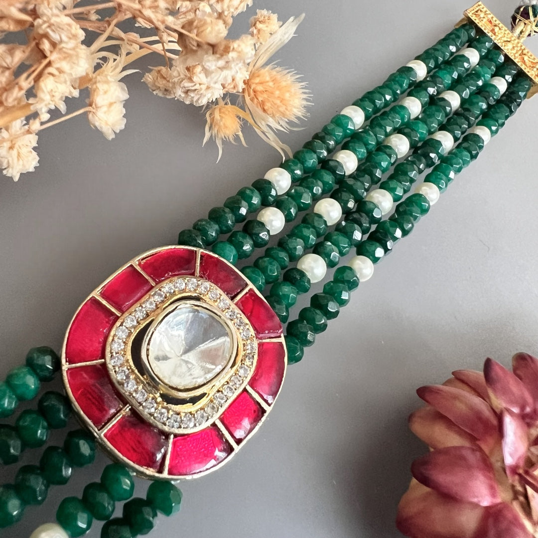 MARIA ONEX BEADS LAC AND POLKI BIJOUX PREMIUM AND EXCLUSIVE HANDMADE CHOKER CH400