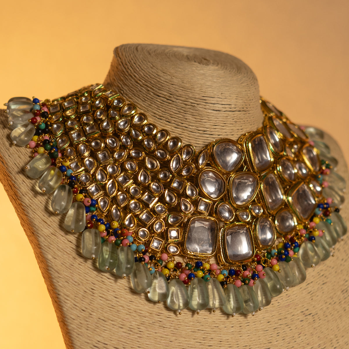 SHEENA KUNDAN BRIDAL BEADED HANDMADE ANTIQUE NECKPIECE NECKLACE NL62