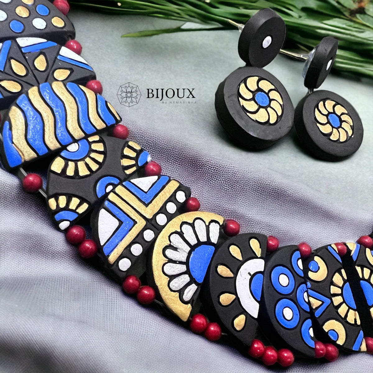 POSH FLAIR TERRACOTTA NECKLACE WITH EARRINGS TR17