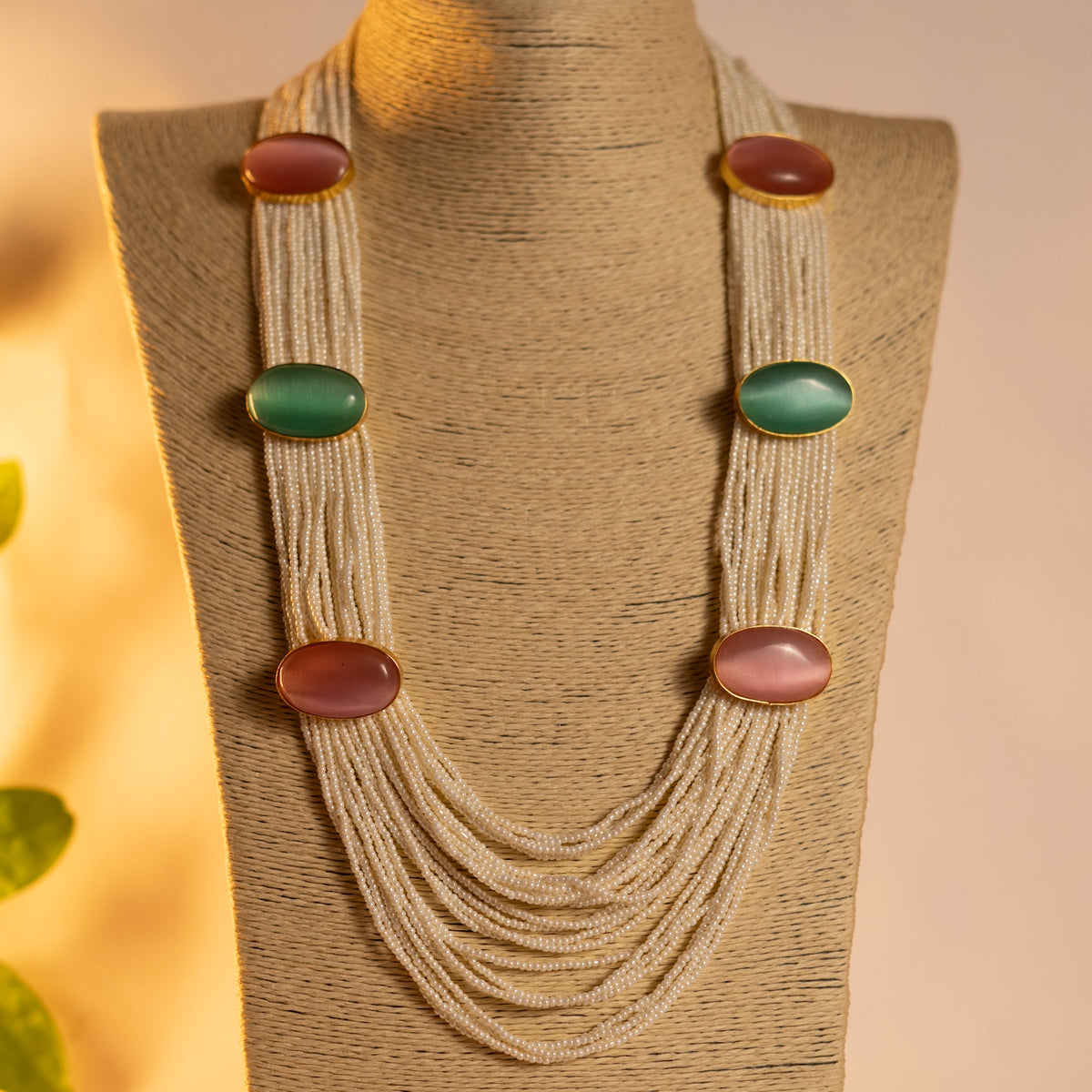 THISHI PEARL MONALISASTONE HANDMADE MALA WITH EARRING ML78