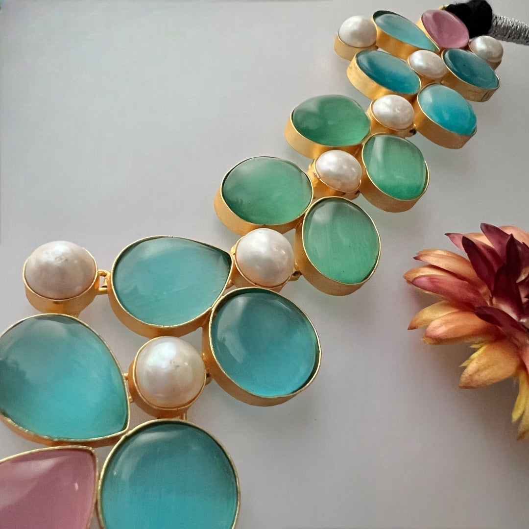 BAGYA BIJOUX PREMIUM AND EXCLUSIVE HANDMADE MONALISA CHOKER WITH EARRINGS CH405