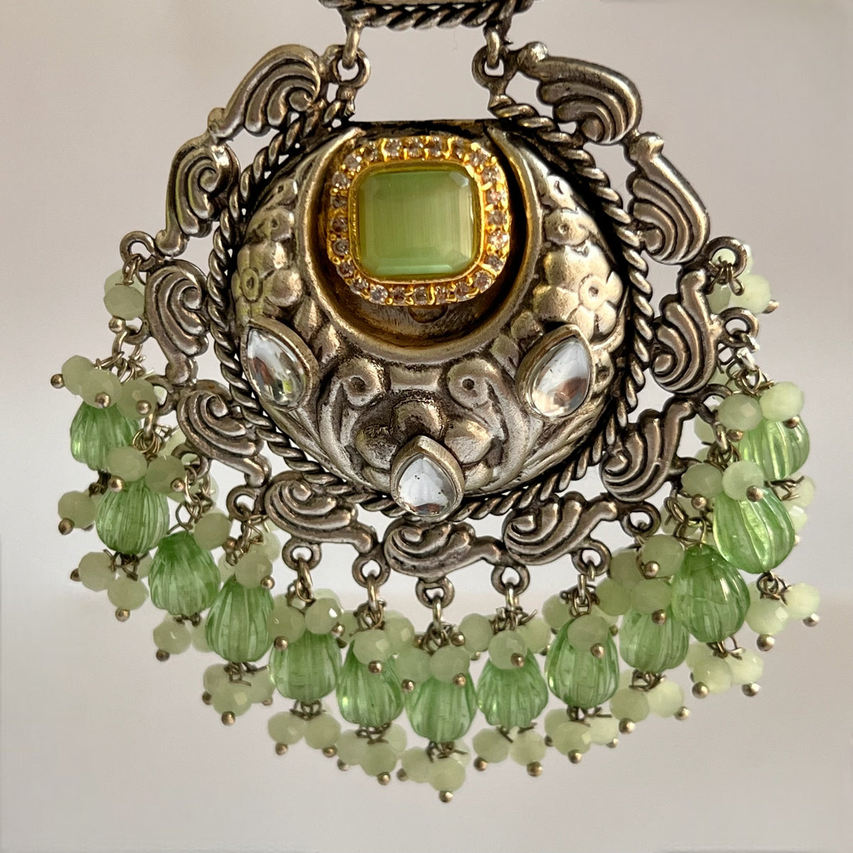 ANISE SILVER LOOK ALIKE DUAL-TONED SILVER POLISH HANDMADE DANGLERS ER564