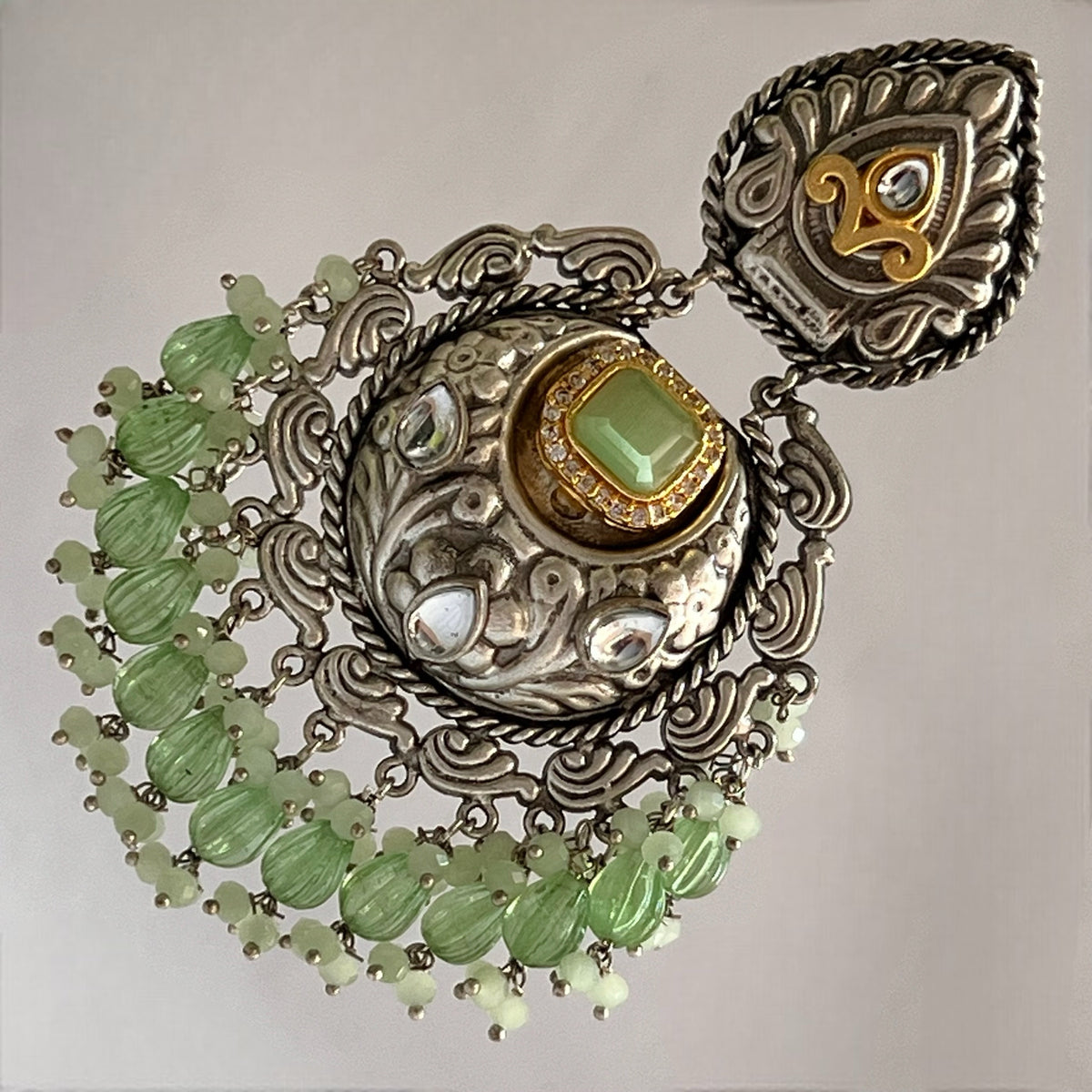 ANISE SILVER LOOK ALIKE DUAL-TONED SILVER POLISH HANDMADE DANGLERS ER564