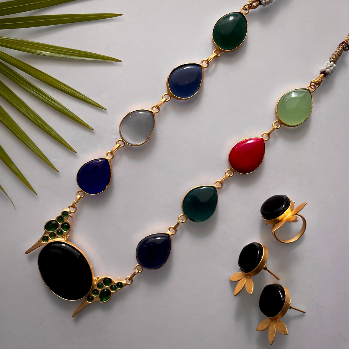 ROXANIA SET RING EARRING AND NECKLACE HANDMADE GOLD TONED PREMIUM NECKLACE/NECKPIECE EARRING SET NL30