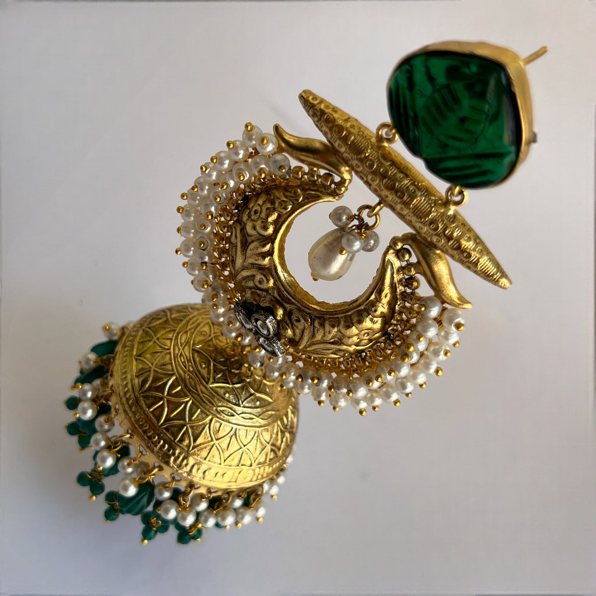 KEREN SILVER LOOK ALIKE GOLD-TONED SILVER POLISH HANDMADE JHUMKA ER563