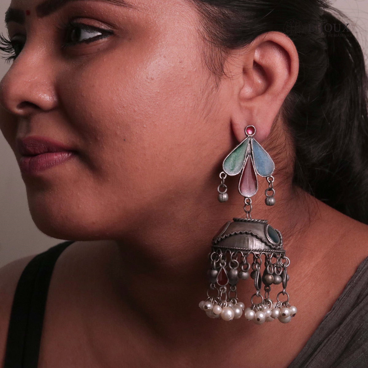 SANA AFGHANI MEENA RAW AND RUSTIC AND VINTAGE JUMBO JHUMKAS AF06