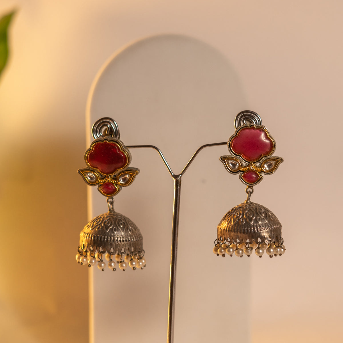 LILY HANDMADE RAW AND RUSTIC FAUX ANTIQUE DUAL TONE MALA WITH EARRINGS ML191