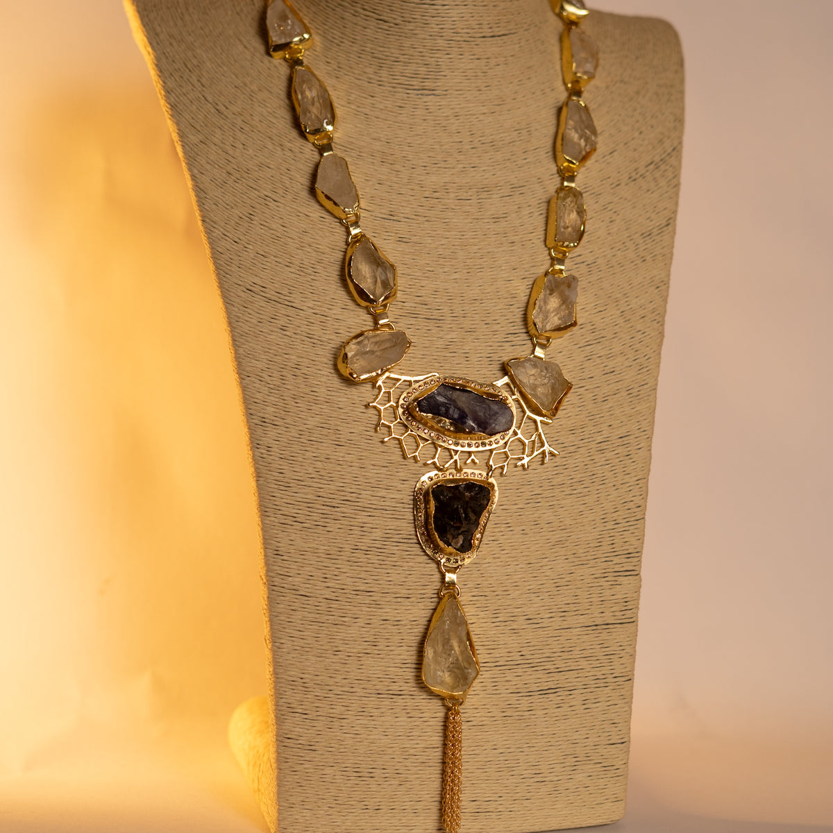 YARIKA BIJOUX EXCLUSIVE HANDMADE RAW STONE STATEMENT MALA ML174