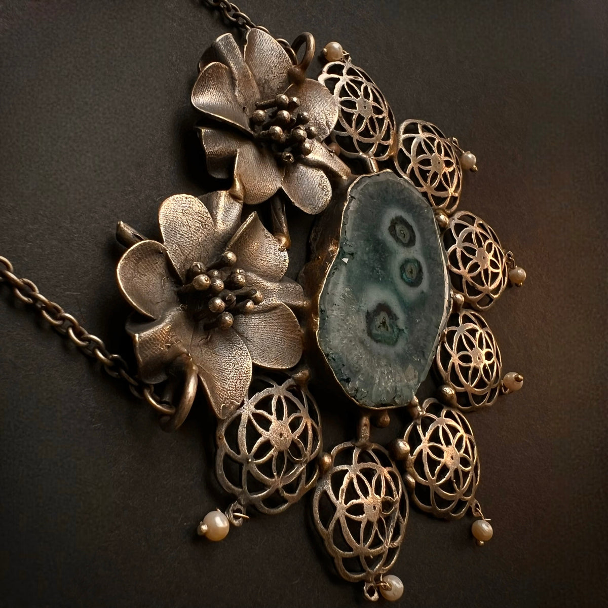 DHIRVANI HAND MADE AND HAND HAMMERED SILVER LOOK ALIKE RUSTIC ANTIQUE MALA ML74